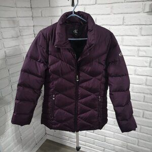 Calvin Klein Ladies Purple Puffy Full Zip Size Medium Coat